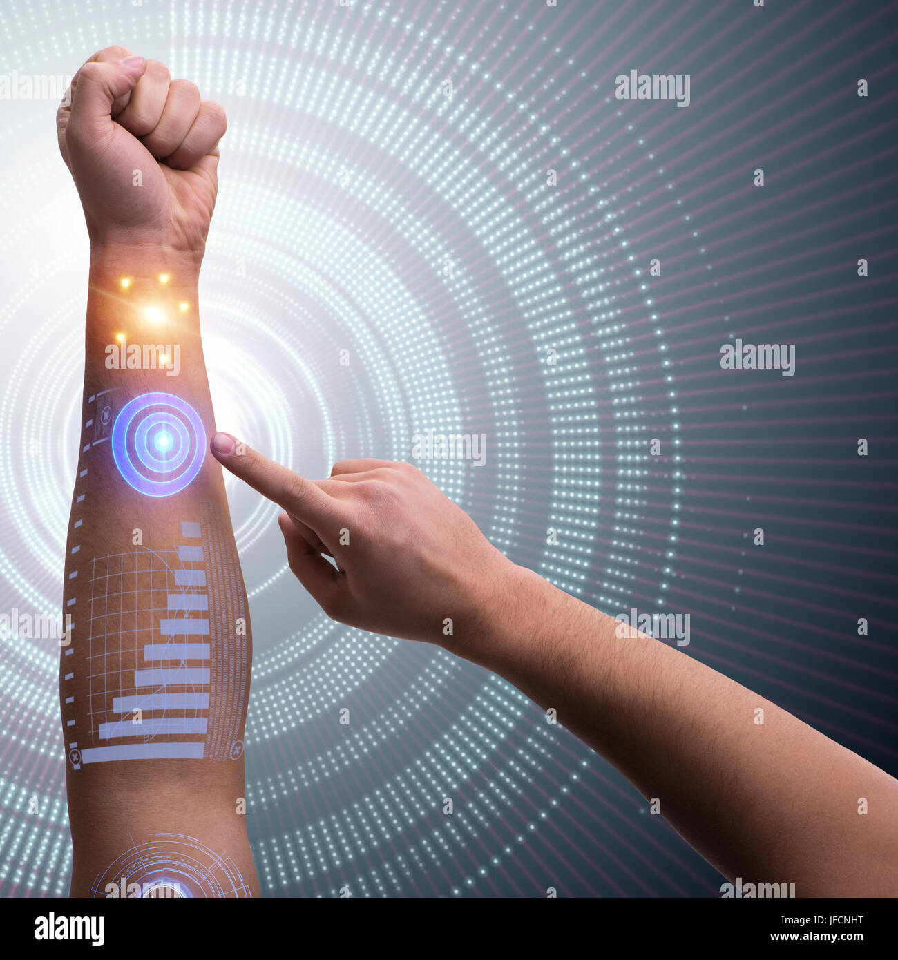 Human robotic hand in futuristic concept Stock Photo
