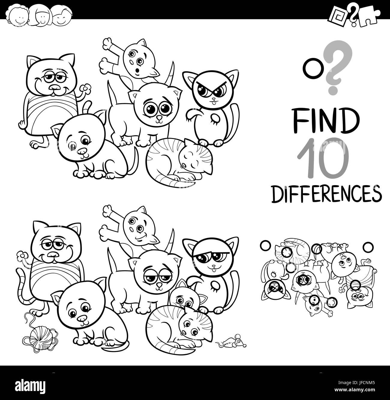 differences game with kittens Stock Photo - Alamy