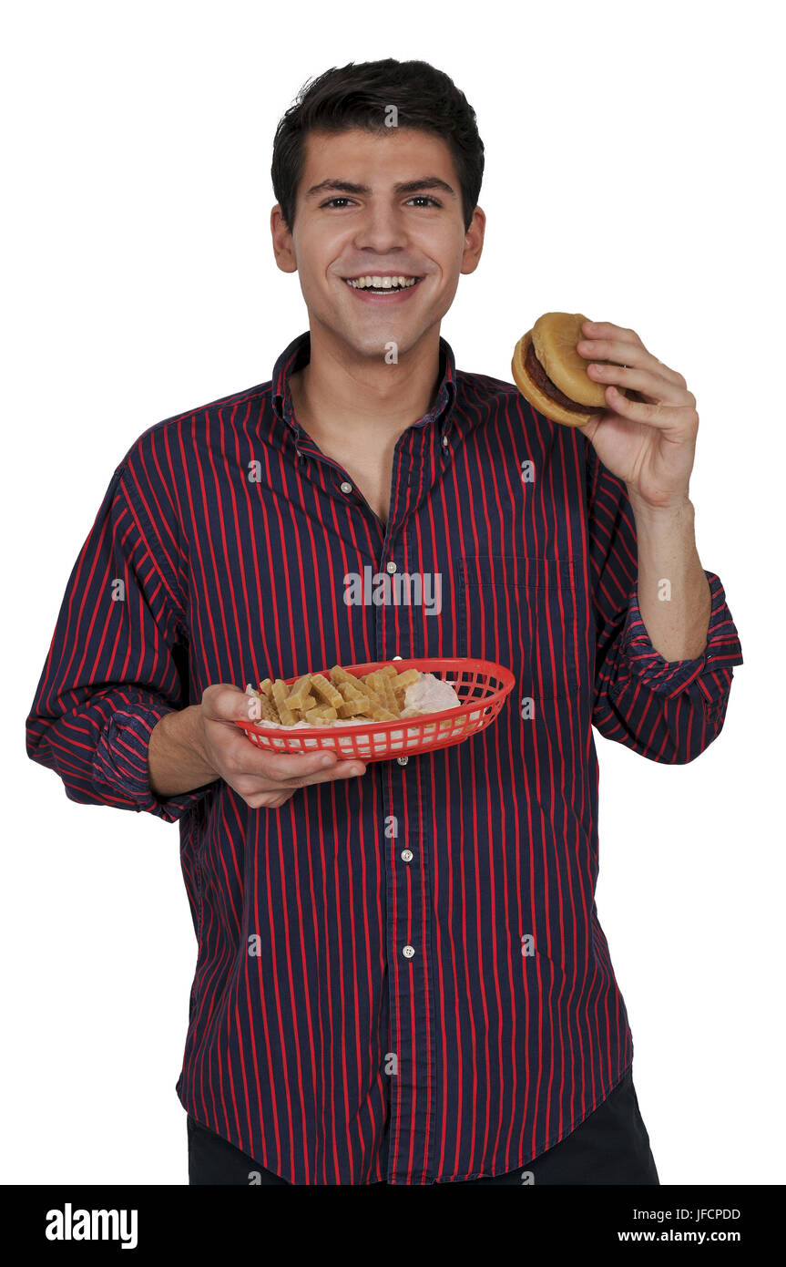 Man Eating Hamburger Stock Photo Alamy