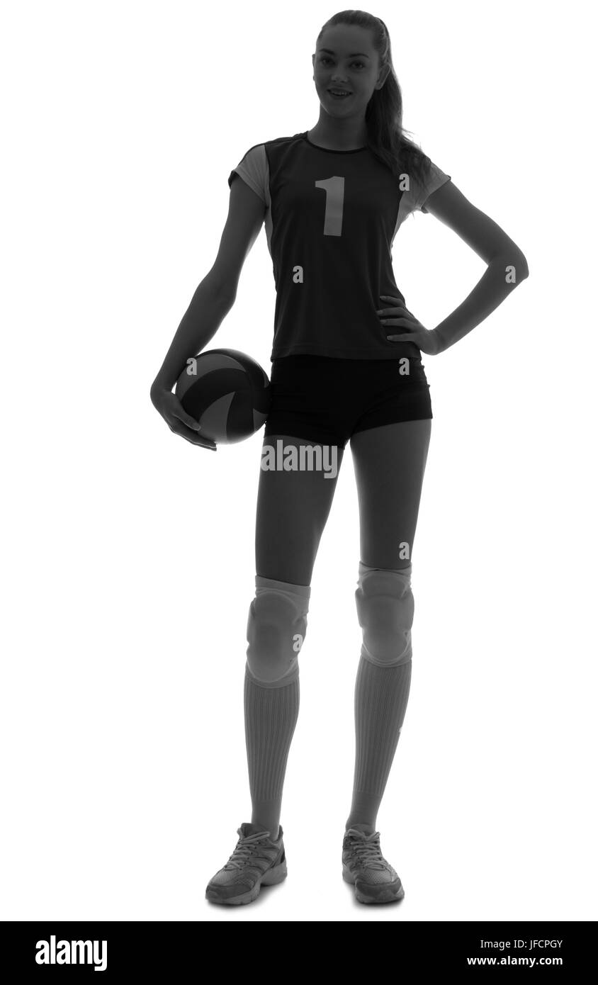 Young girl volleyball player isolated Stock Photo