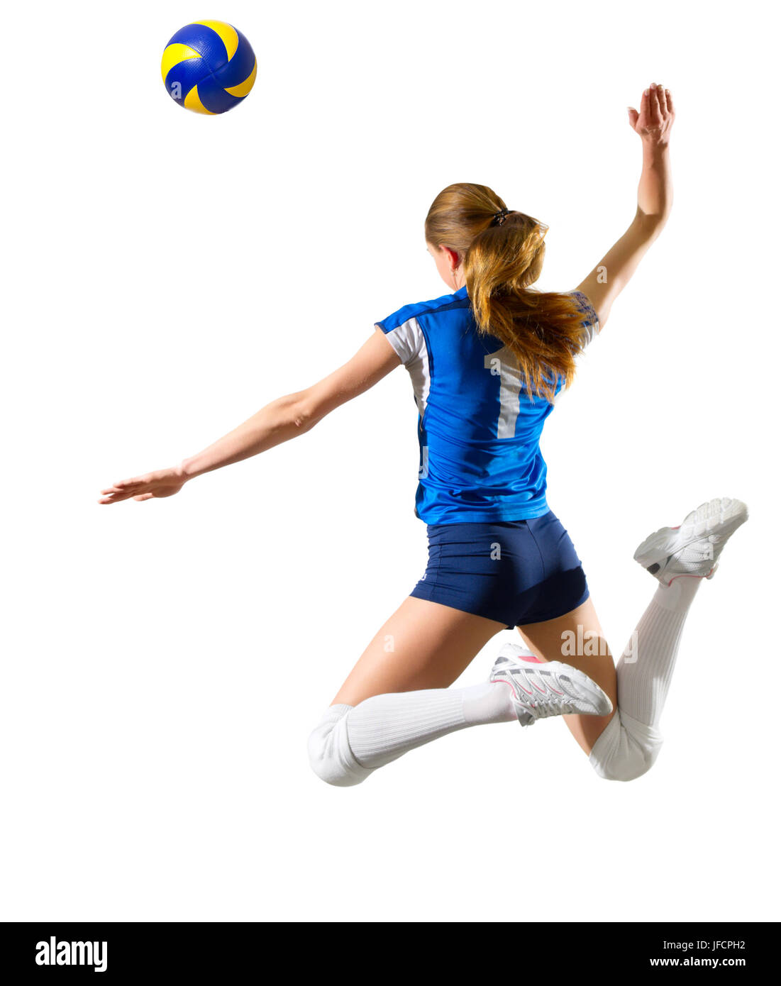 Young girl volleyball player isolated Stock Photo - Alamy