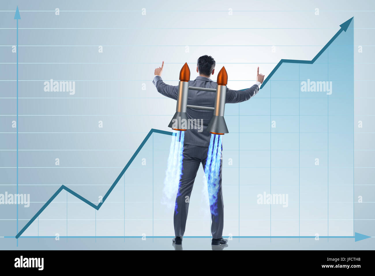 Man with jet pack in business concept Stock Photo