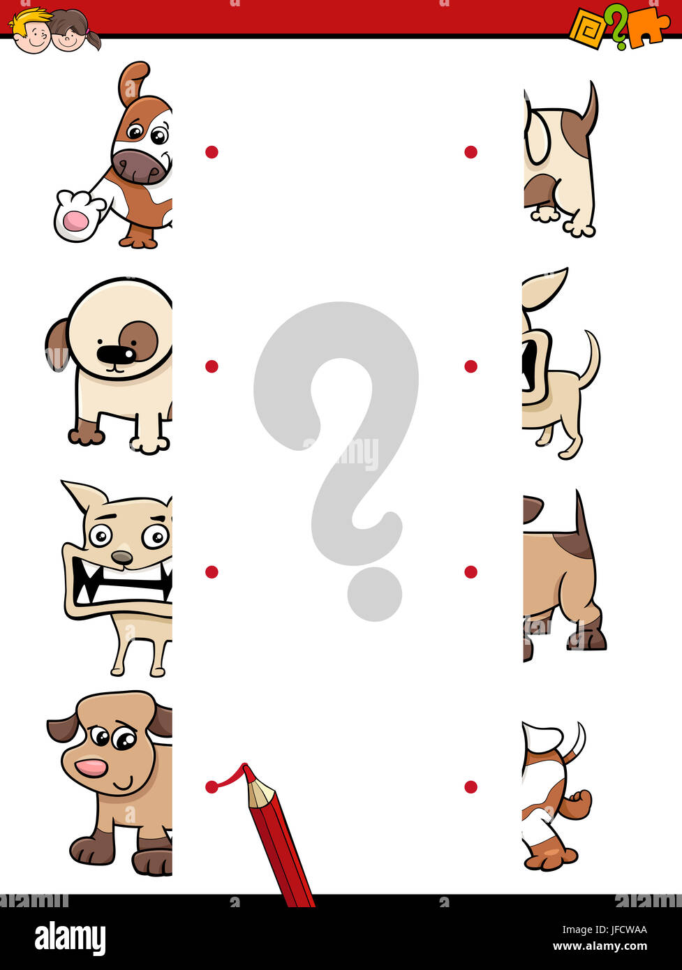 match the dog halves game Stock Photo - Alamy