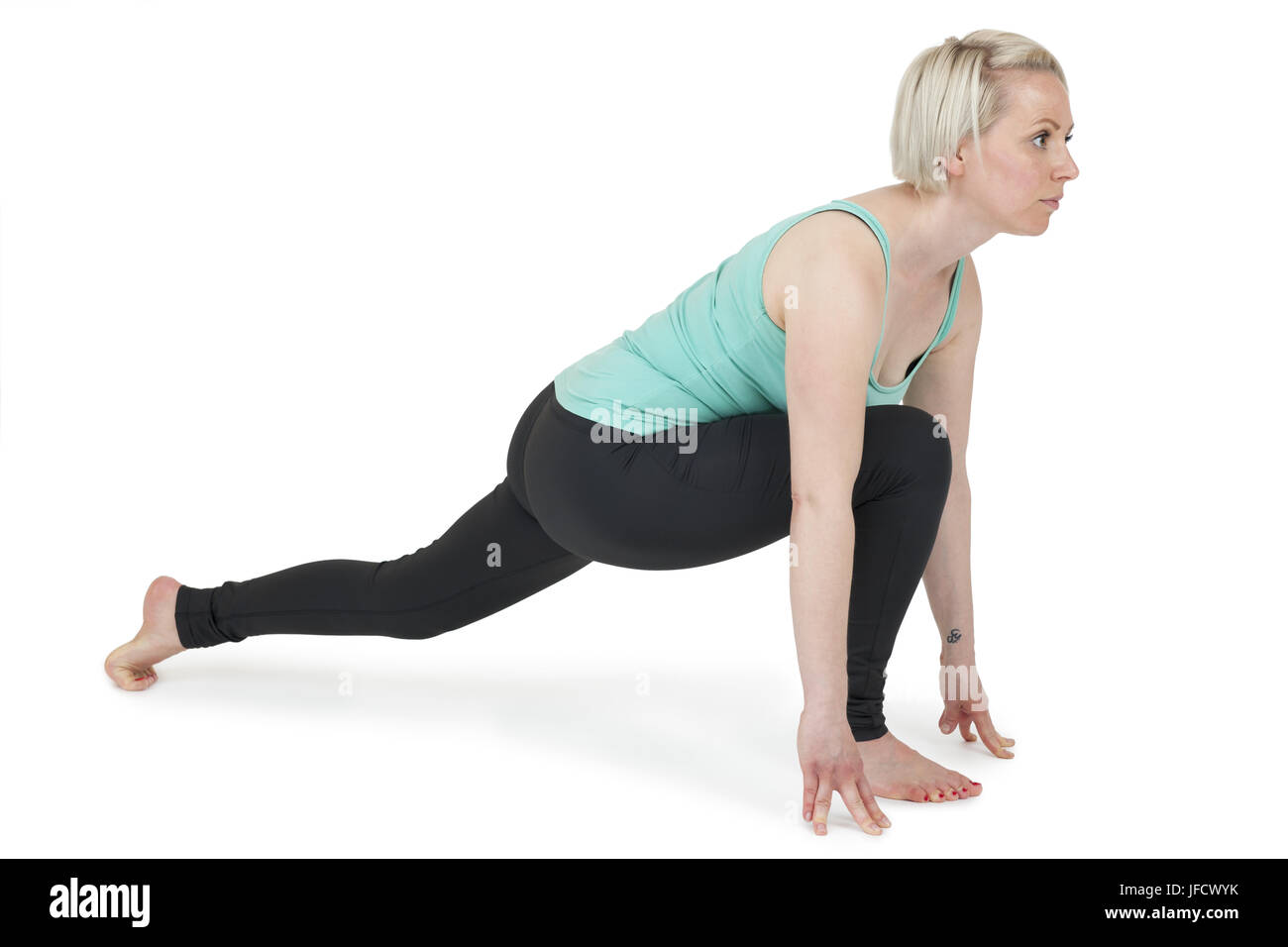 Yoga woman green position_193 Stock Photo
