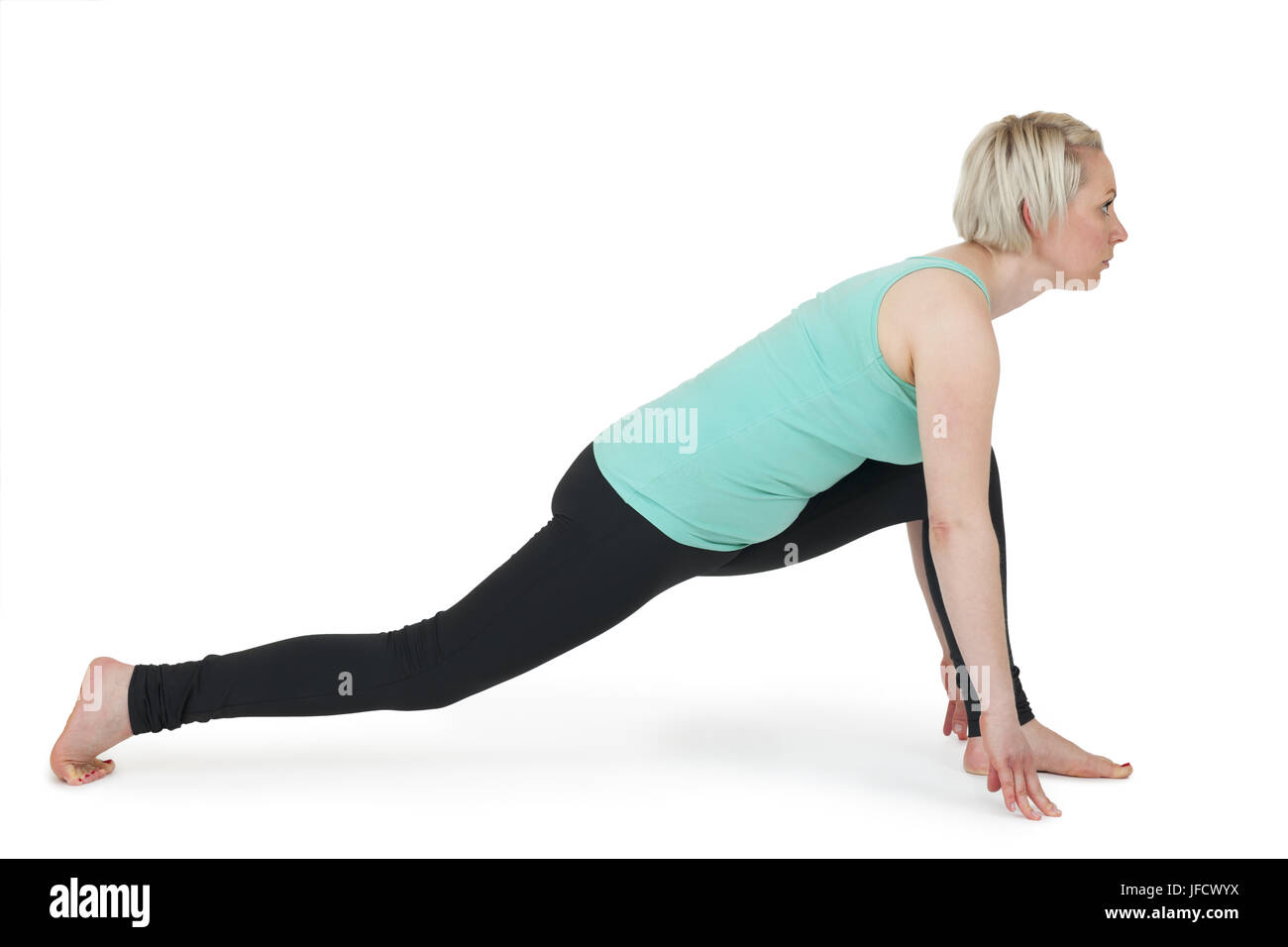 Yoga woman green position_191 Stock Photo