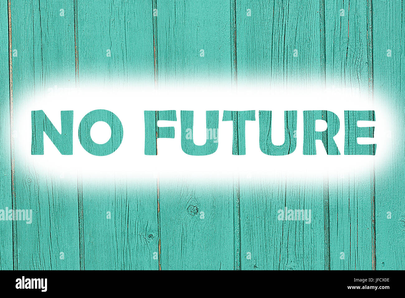no future words print on the wooden plate Stock Photo
