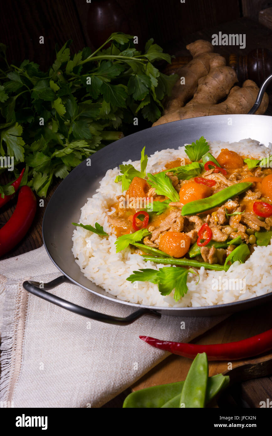 Veal Fricassee with rice Stock Photo Alamy