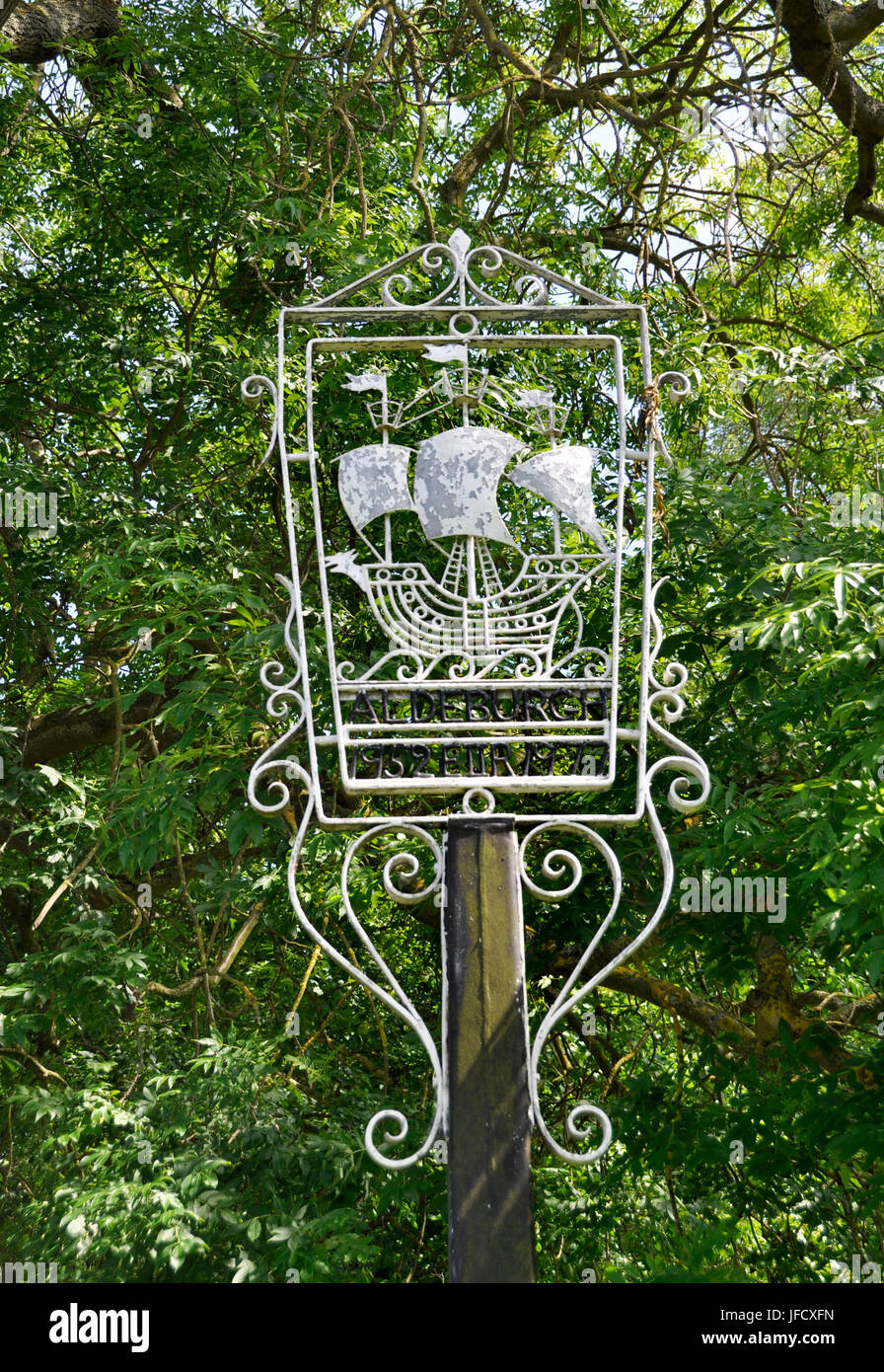silver jubilee town sign aldeburgh Stock Photo