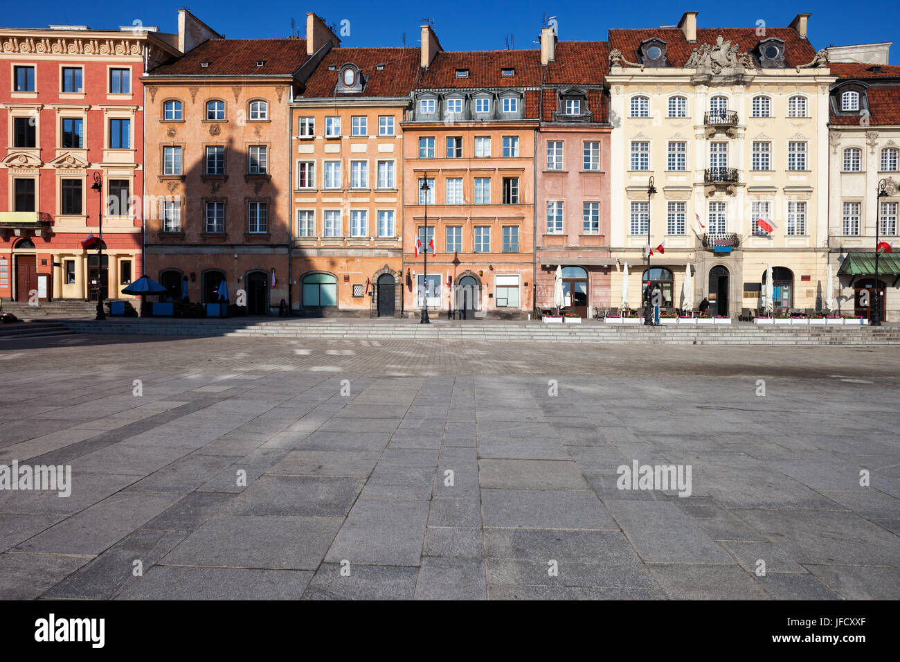 Historic Houses On Krakowskie Przedmiescie Street In Warsaw Capital 