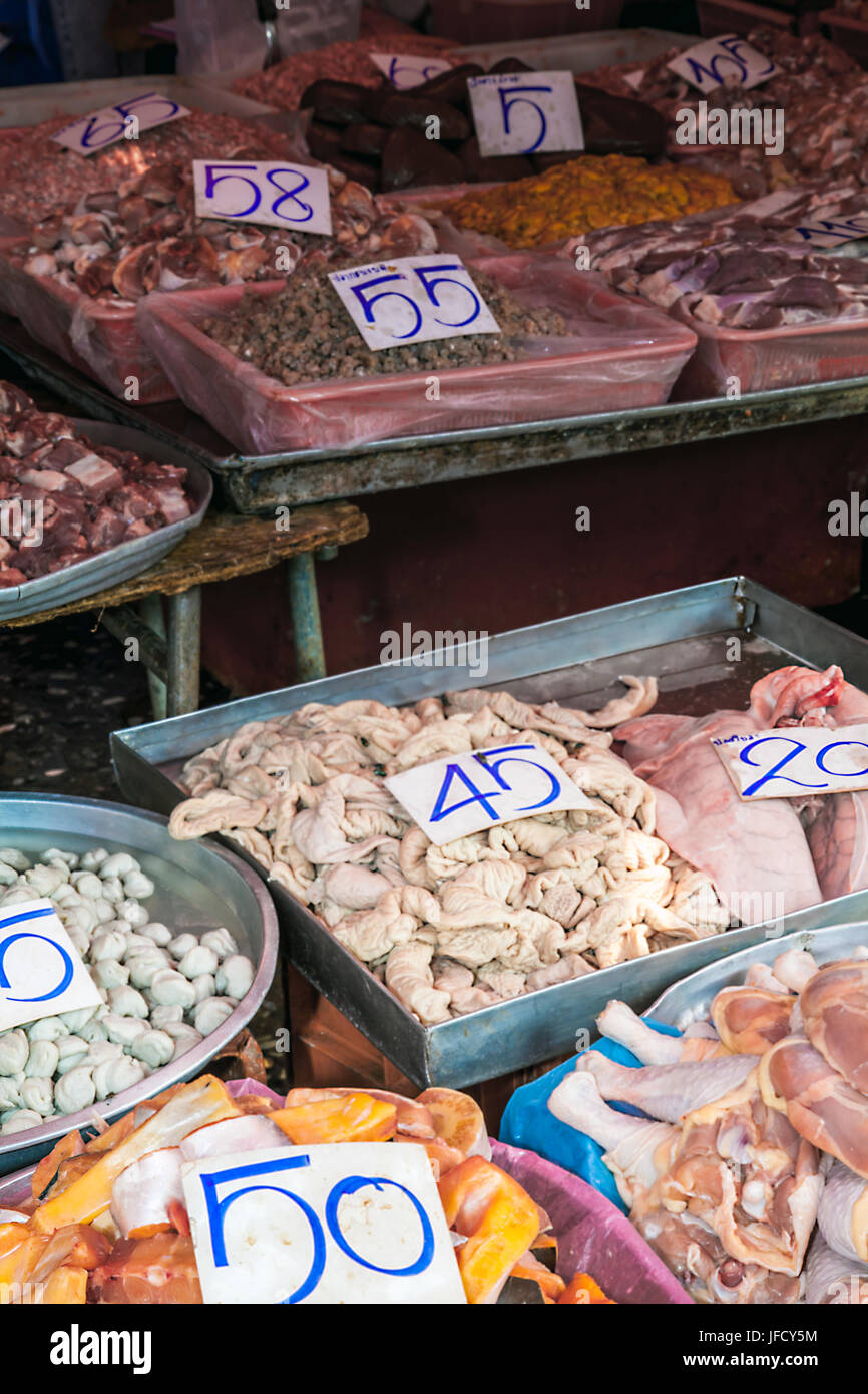 Meat at a market in Bangkok Thailand Stock Photo Alamy