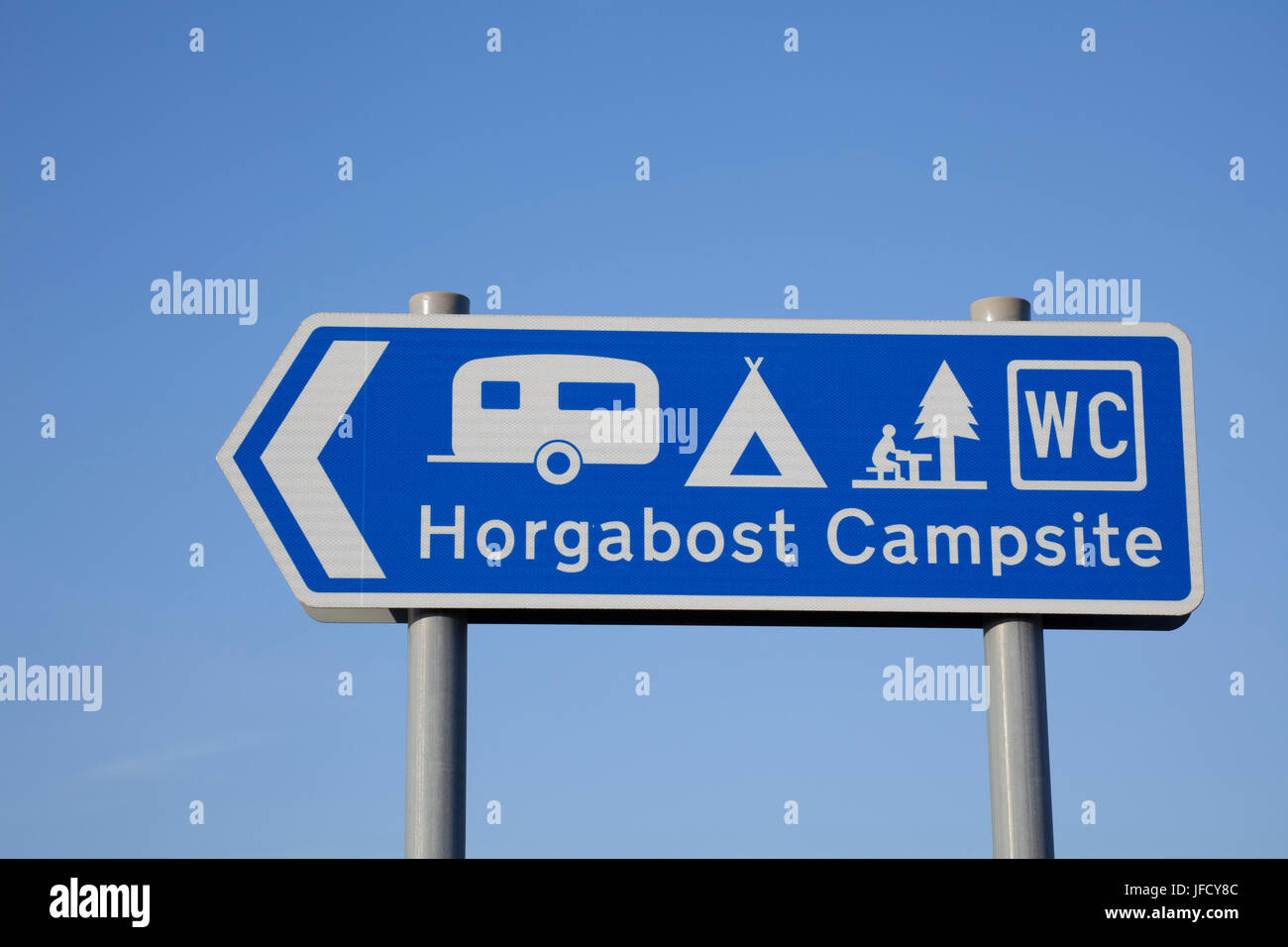 Horgabost Camping sign, Isle of Harris, outer Hebrides, Scotland Stock Photo