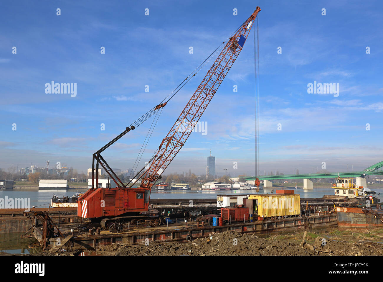 Crane Barge Stock Photo
