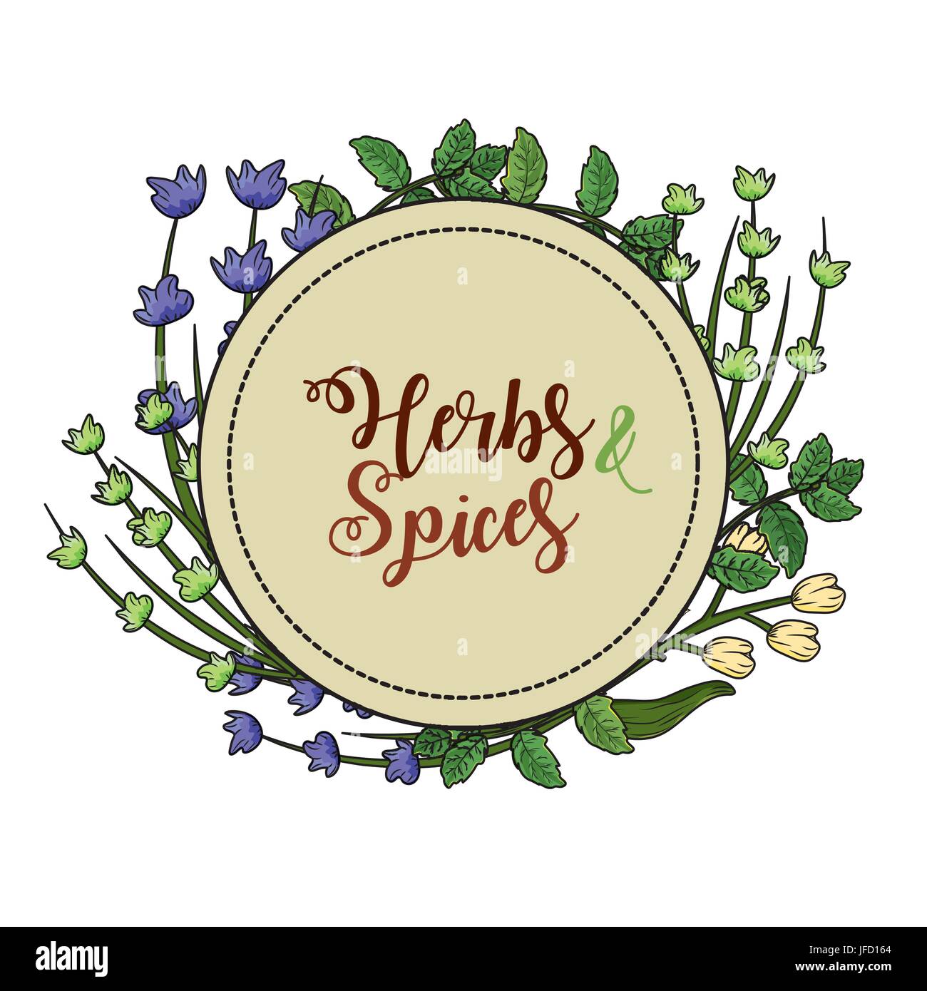 Variety of herbs and spices Stock Vector Images - Alamy