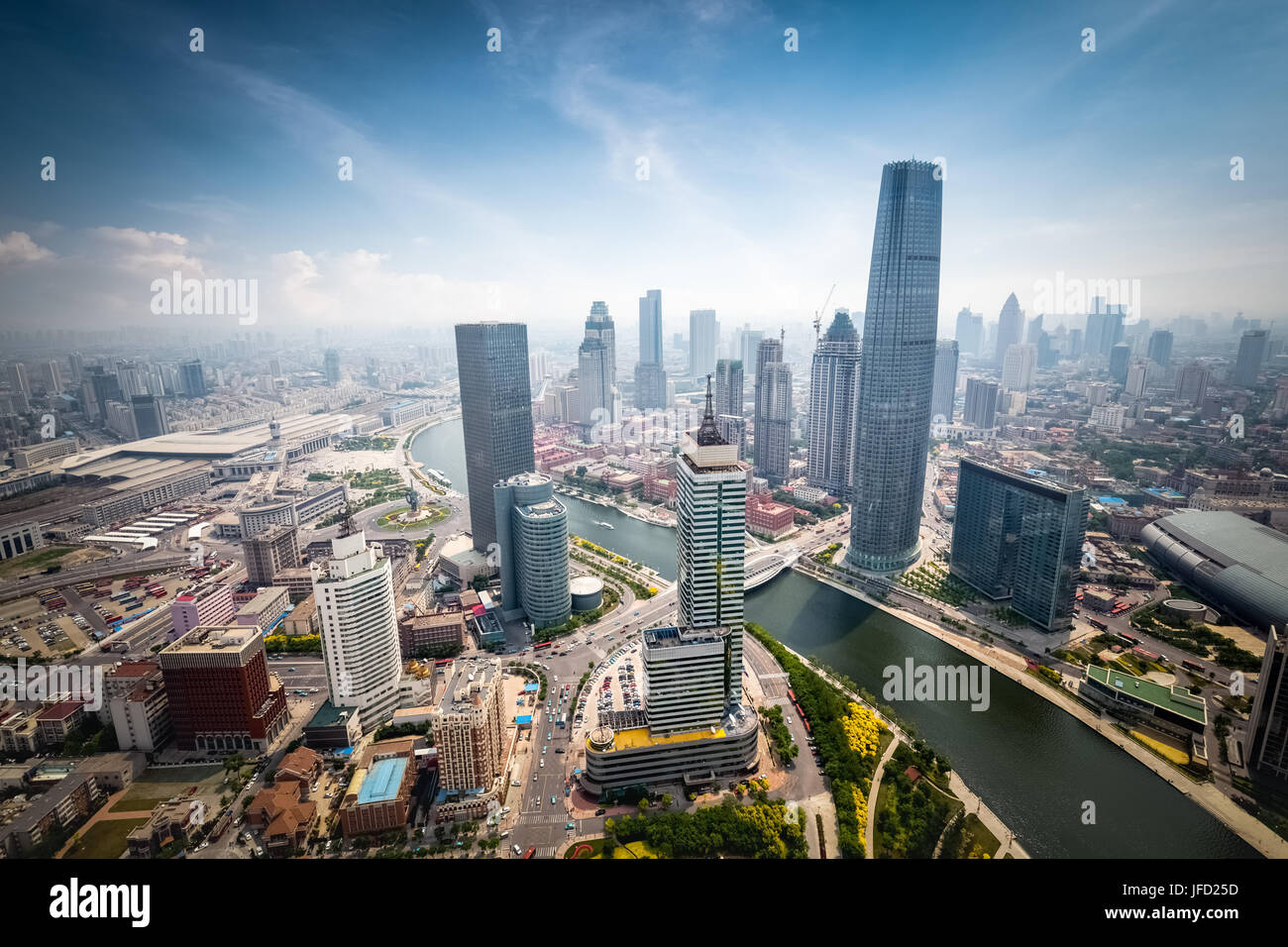 aerial view of tianjin cityscape Stock Photo