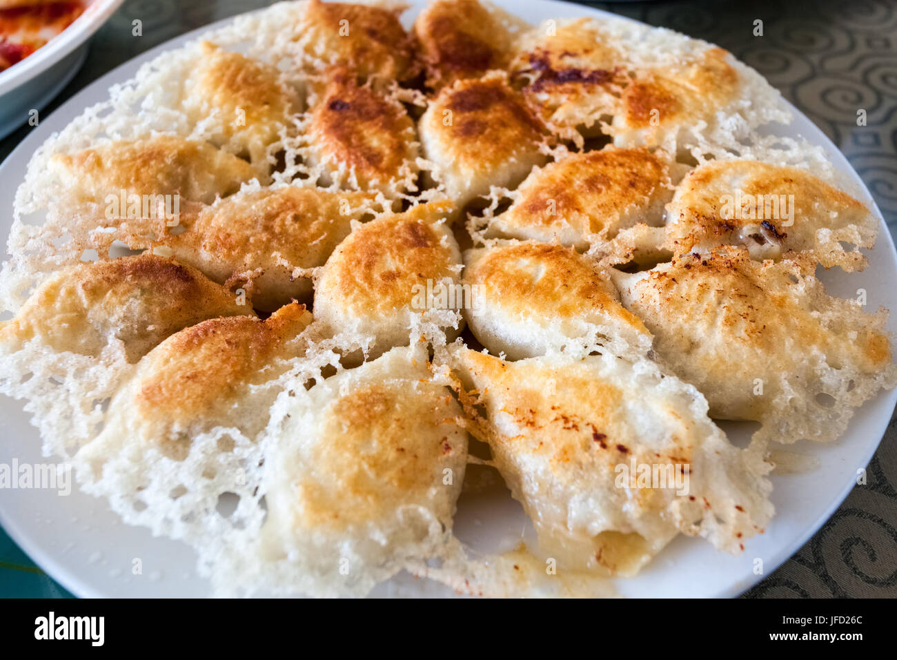 golden fried dumplings Stock Photo