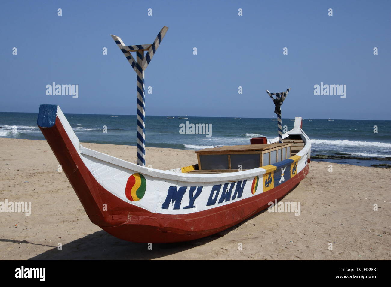 Fishing boat at Prampram beach Stock Photo