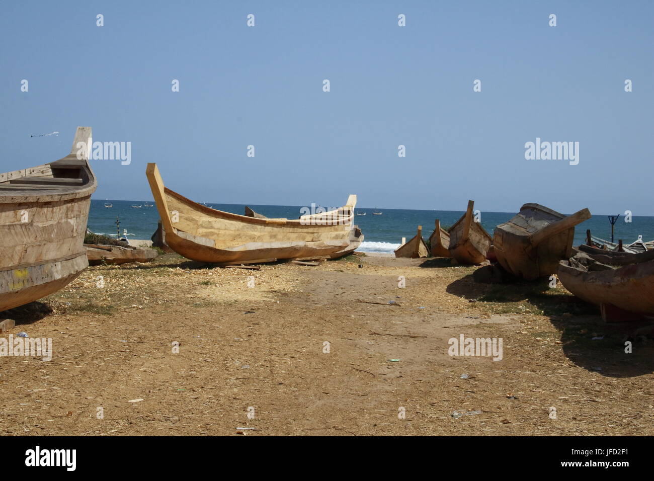 Fishing boat at Prampram beach Stock Photo