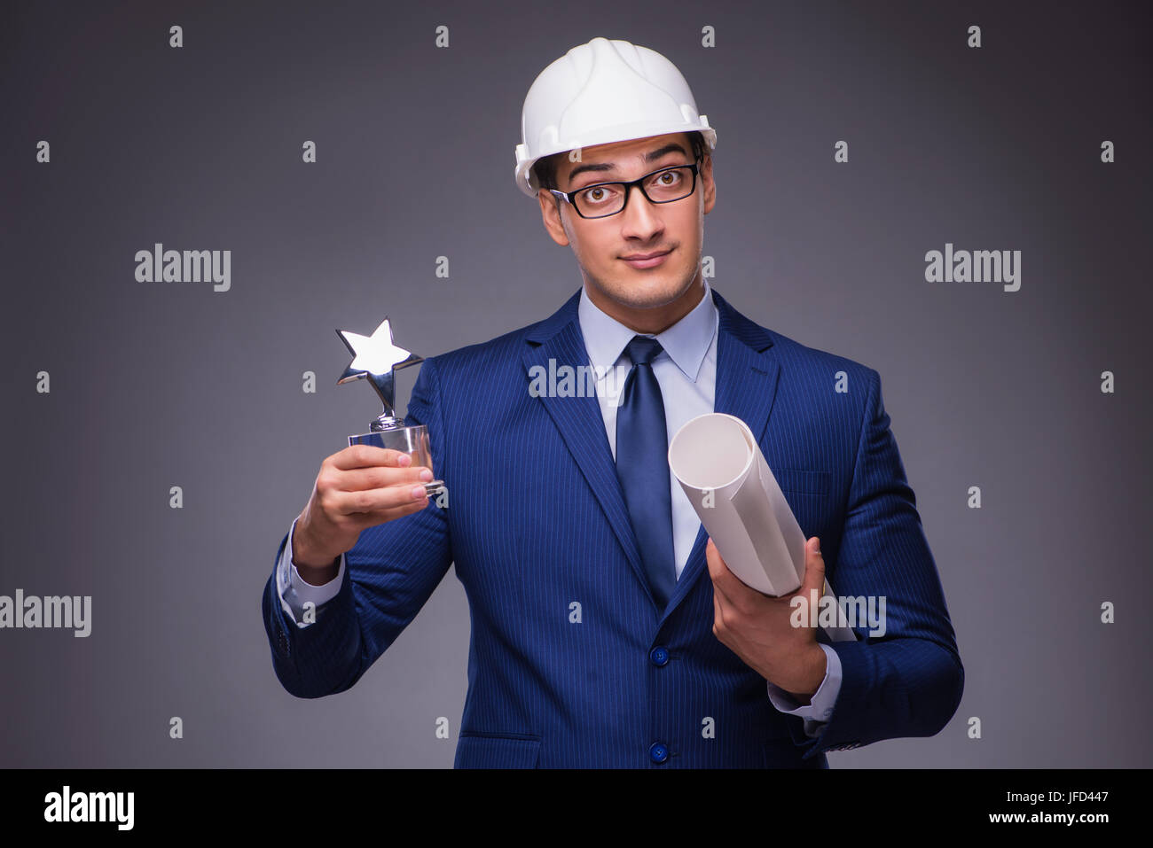 Young architect in industrial concept Stock Photo Alamy