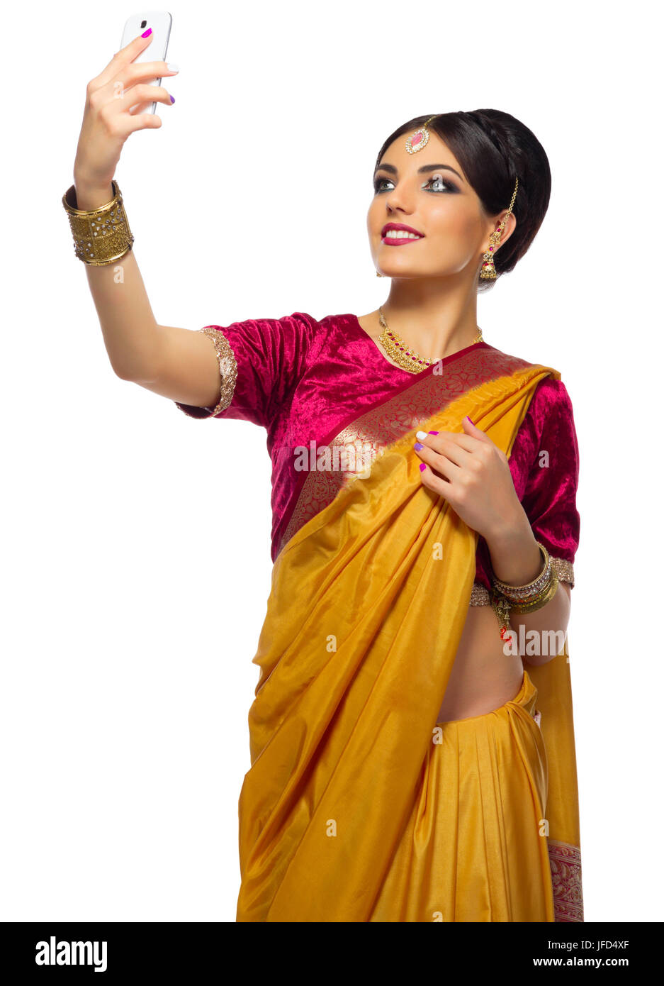 Young indian woman isolated on white Stock Photo - Alamy