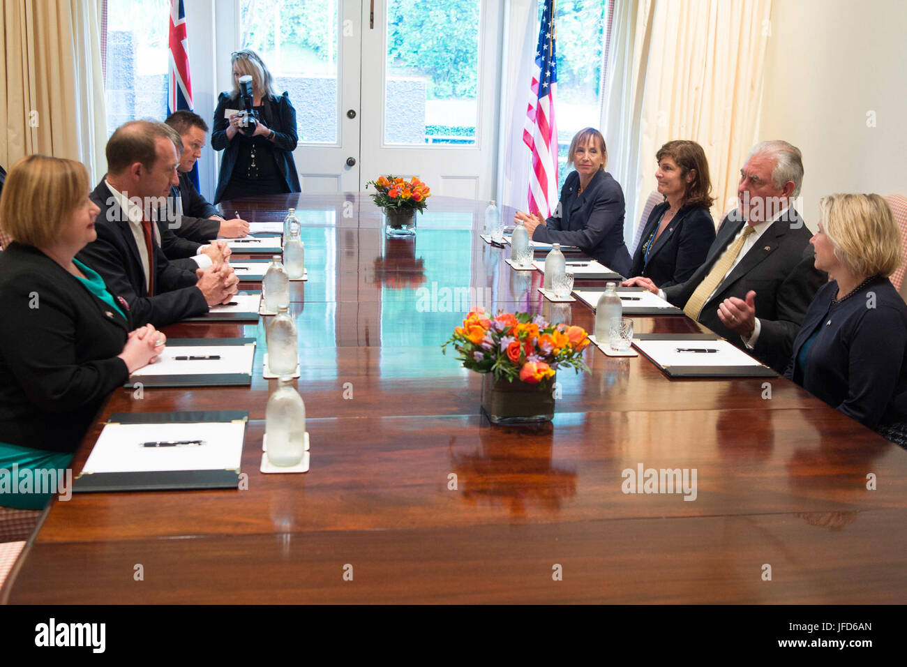 U.S. Secretary of State Rex Tillerson meets with the Leader of the New Zealand Labour Party, Andrew Little, in Wellington, New Zealand, on June 6, 2017. Stock Photo