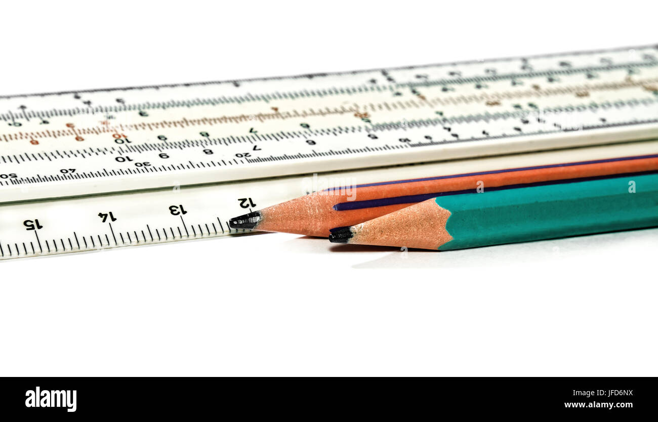 Pencils and ruler Stock Photo Alamy