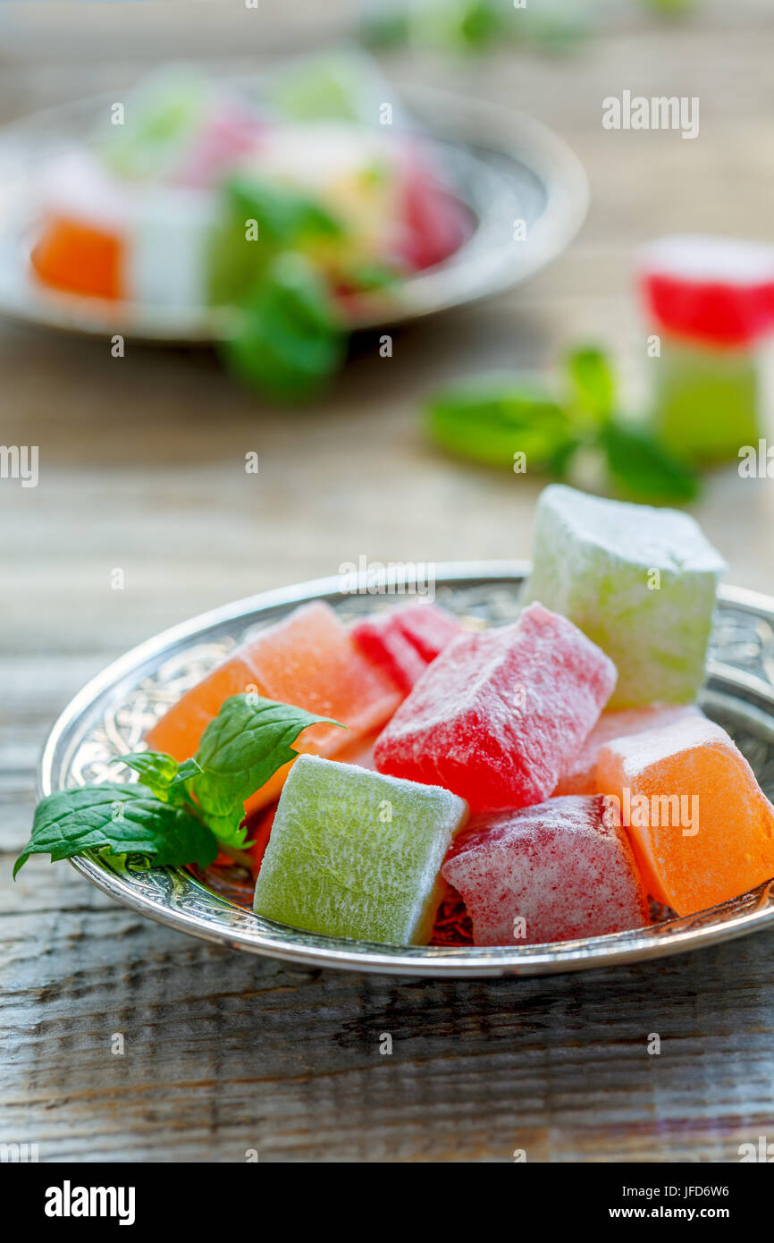 Fruit Delight in traditional bronze plate Stock Photo Alamy