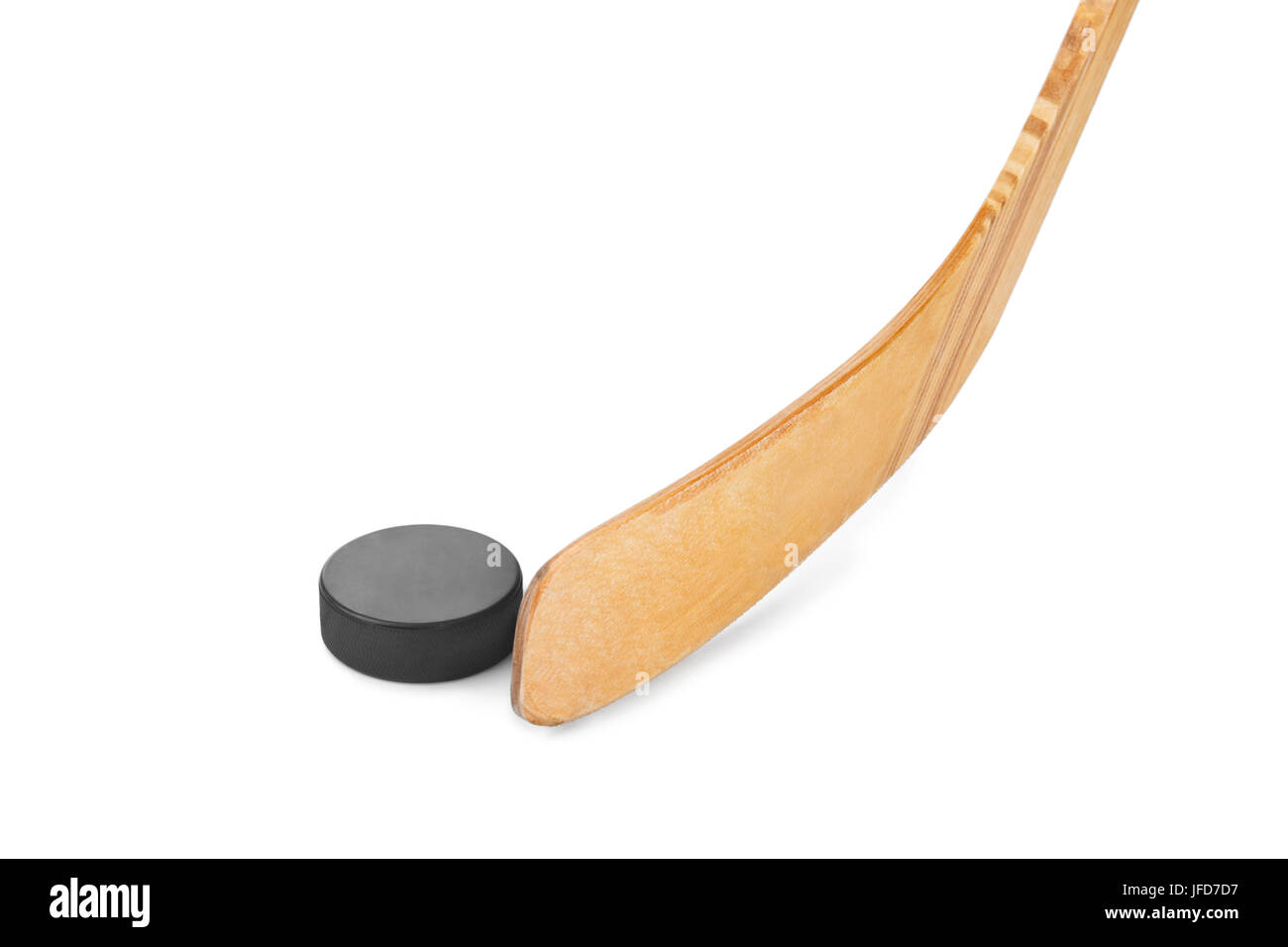 Ice hockey stick and puck Stock Photo Alamy