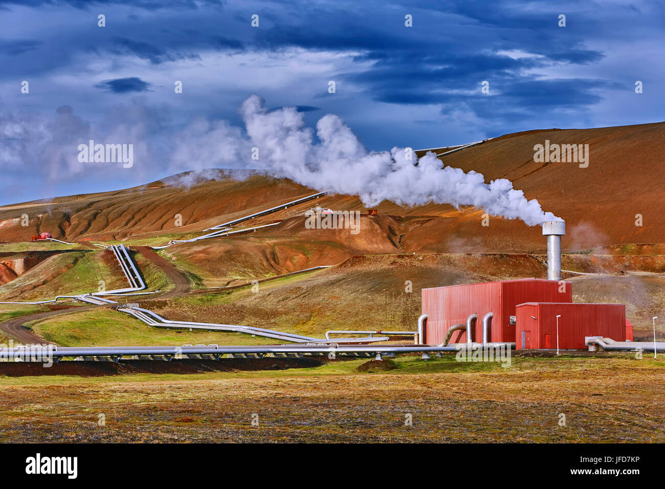 Krafla, Geothermal power plant, Reykjahlíð, Mývatni, Island Stock Photo