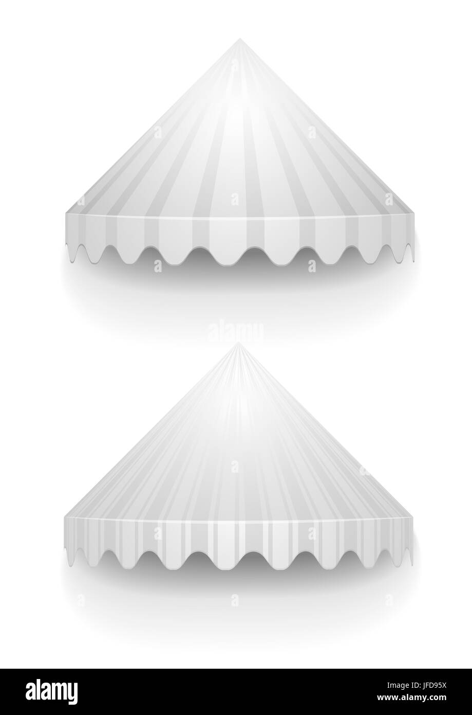 white conical awnings Stock Photo