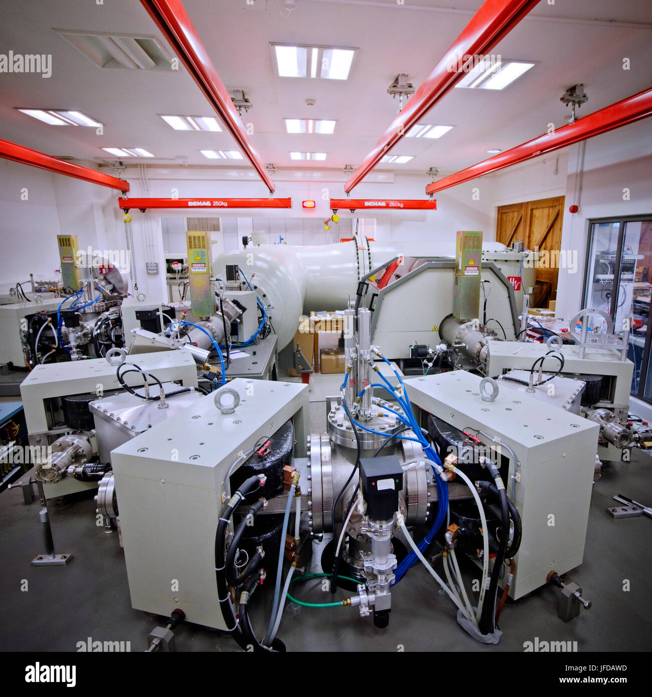 The recombinator section of the accelerator mass spectrometer (AMS) in the Oxford Radiocarbon Accelerator Unit for establishing the dates of samples o Stock Photo