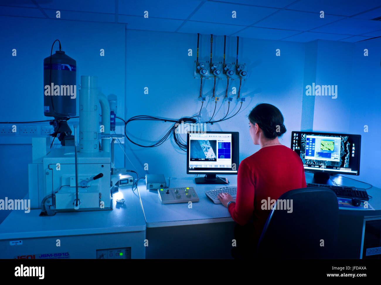 Scanning electron microscope in use at the Research Laboratory for Archaeology & the History of Art at the University of Oxford. Stock Photo