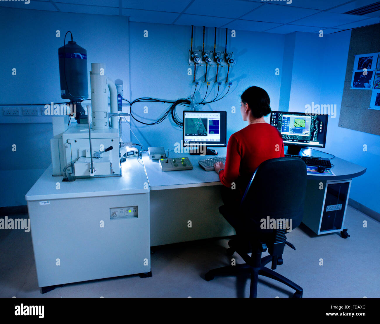 Scanning electron microscope in use at the Research Laboratory for Archaeology & the History of Art at the University of Oxford. Stock Photo