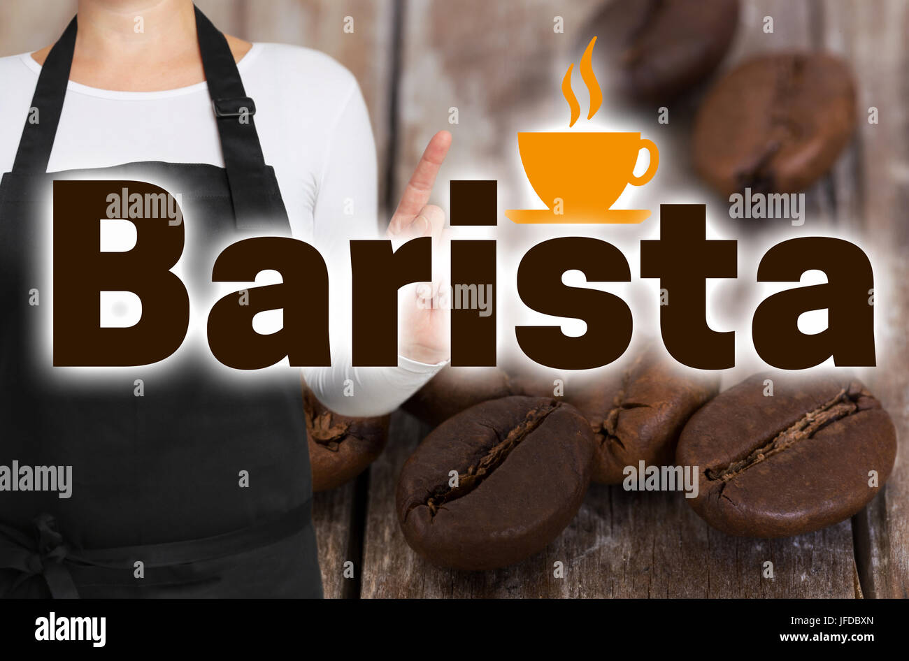 Barista concept is shown by coffee roaster. Stock Photo