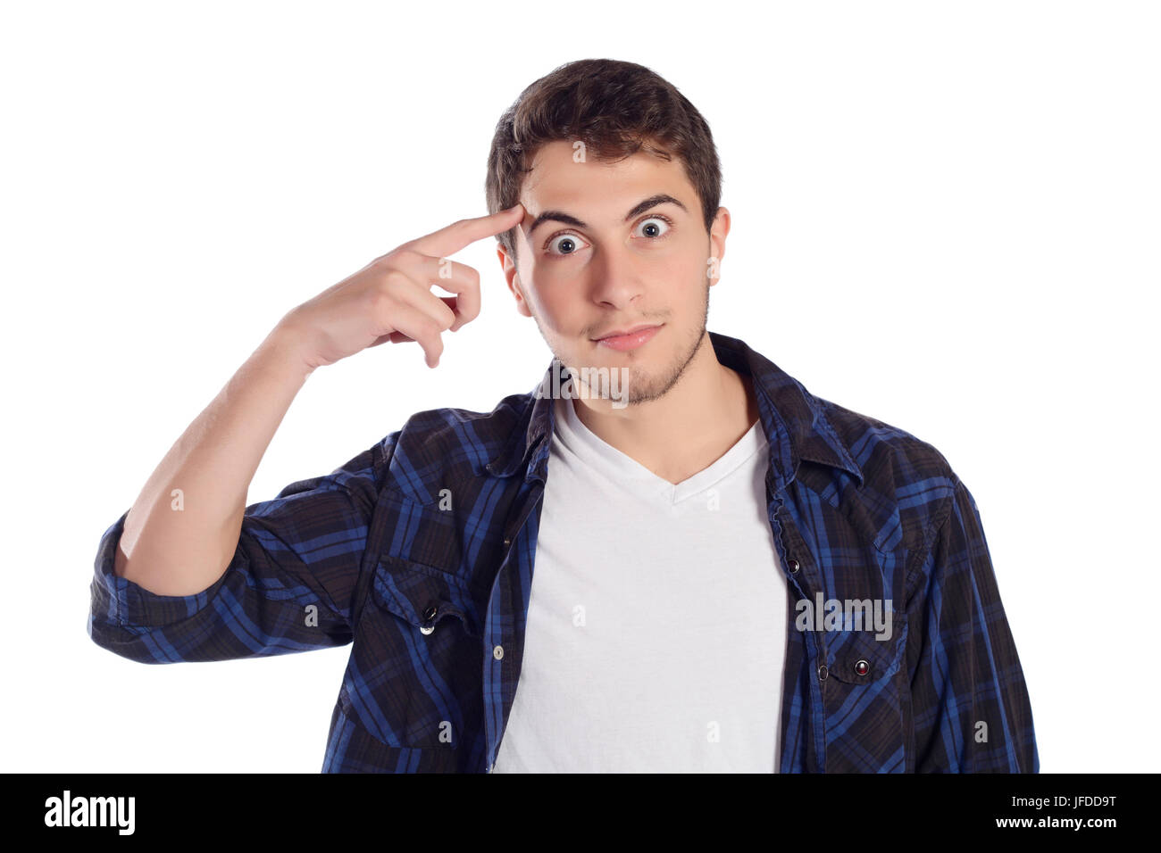 Portrait of a young amazed man. Isolated white background Stock Photo ...