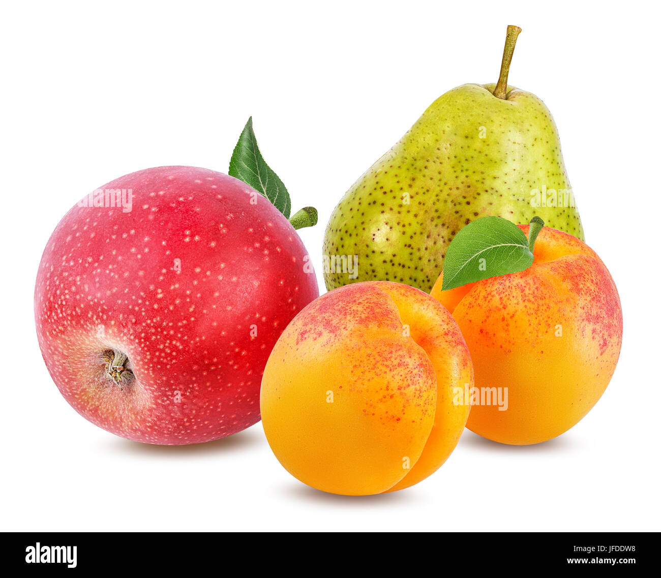 apples,apricot  and pear isolated on white background Stock Photo