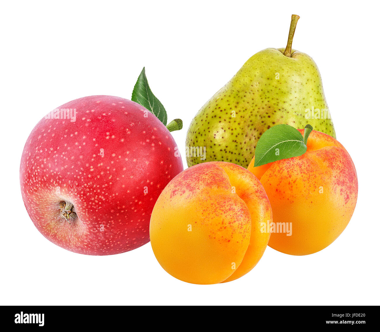 apples,apricot  and pear isolated on white background Stock Photo