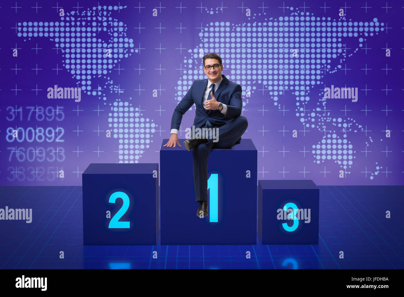 Businessman taking first place in competition Stock Photo - Alamy