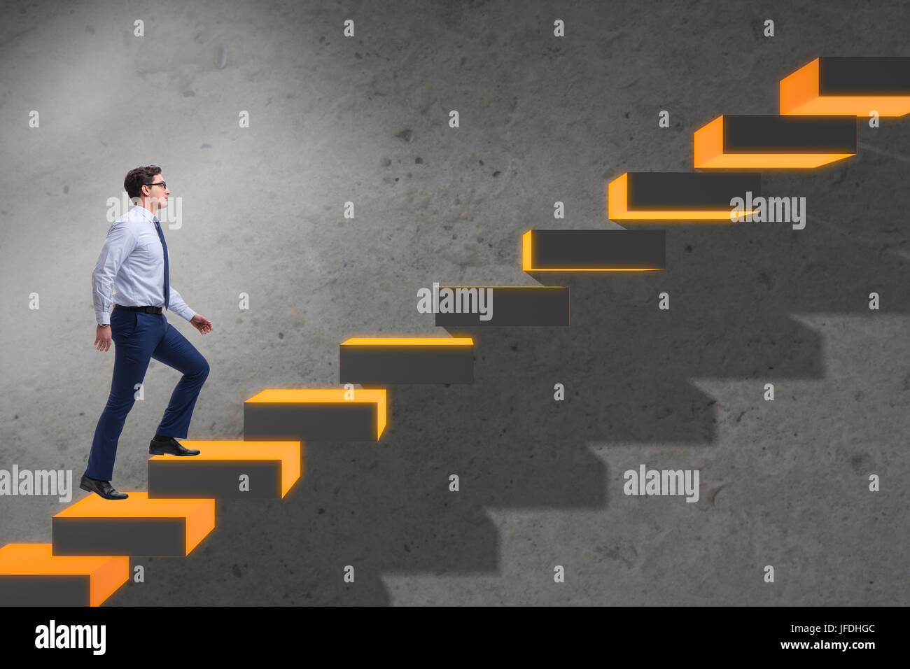 Young businessman climbing career ladder Stock Photo - Alamy