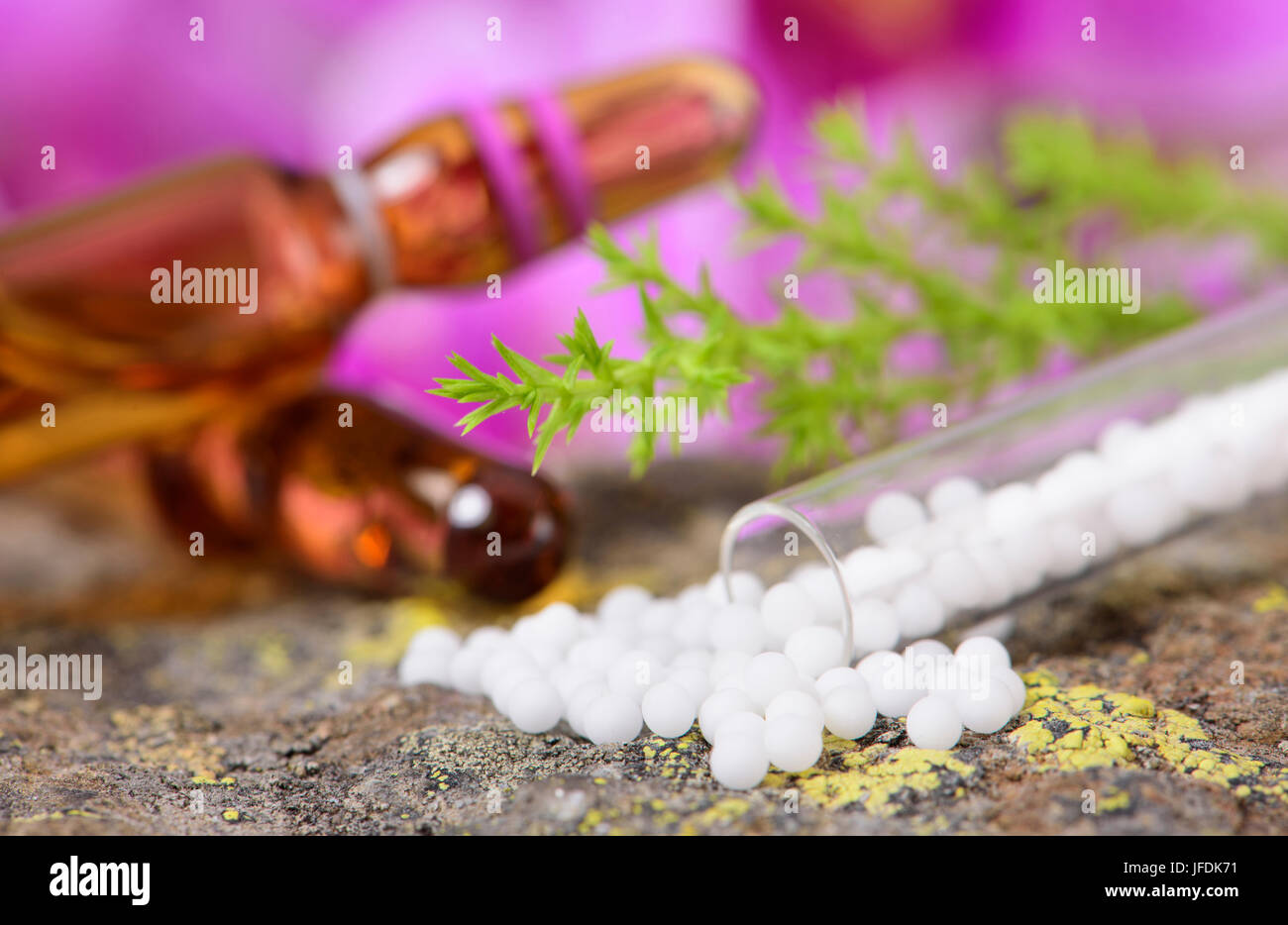 alternative medicine with herbal pills Stock Photo