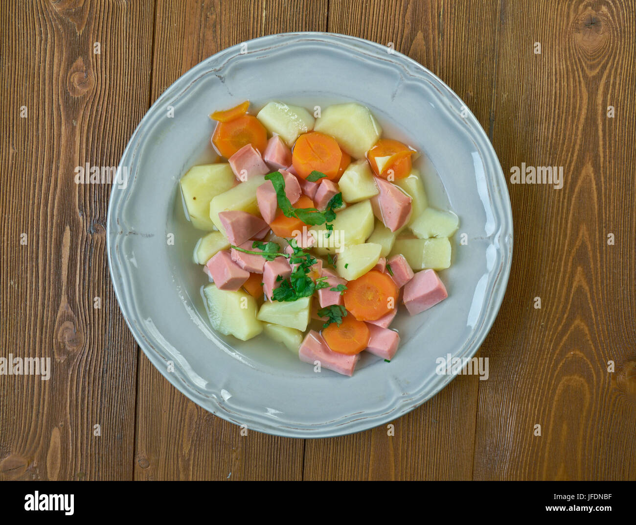 Finnish sausage soup Stock Photo Alamy