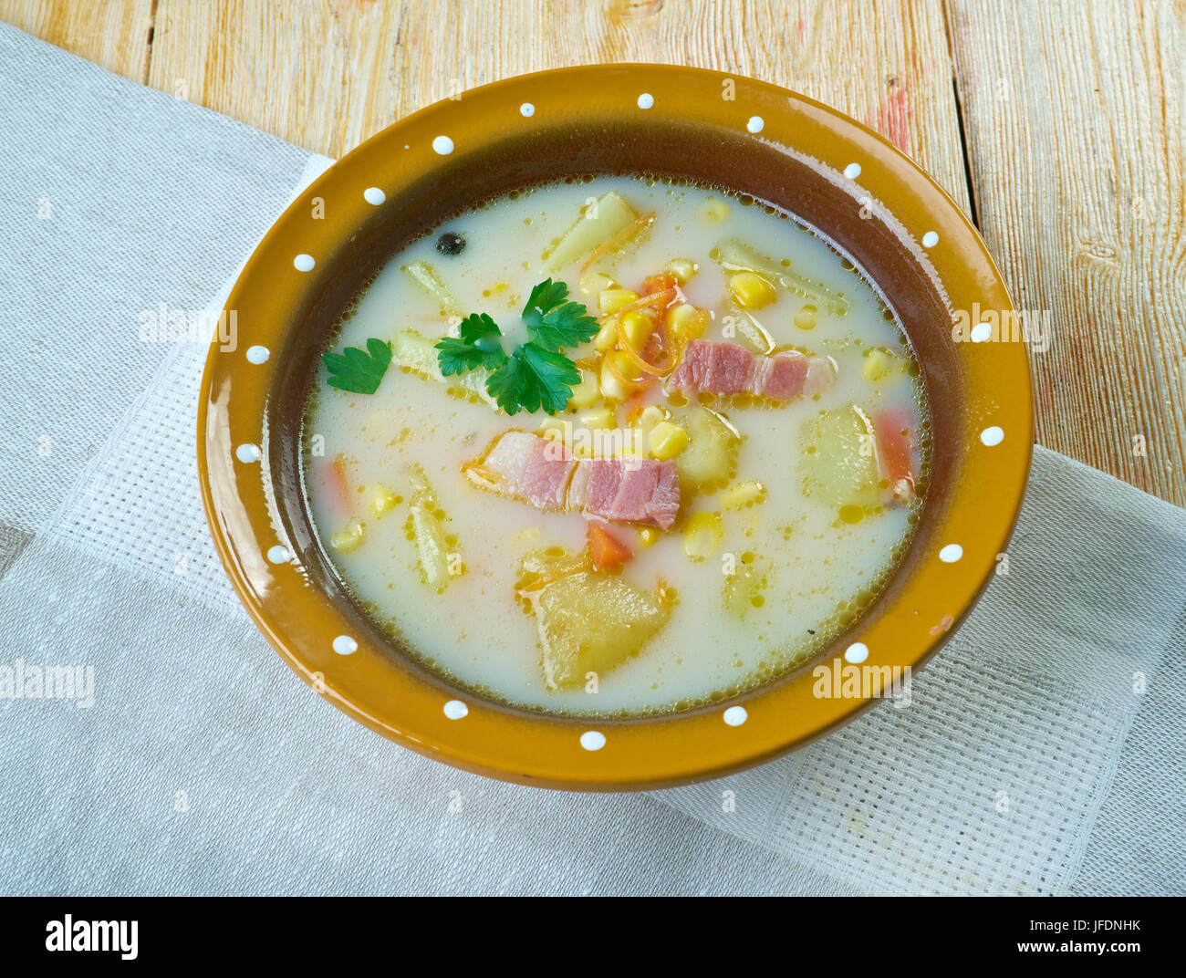 Roasted corn and potato chowder Stock Photo Alamy