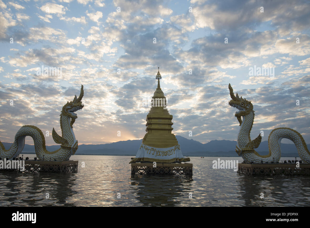 THAILAND PHAYAO LAKE PHAYANAK NAGA STATUE Stock Photo