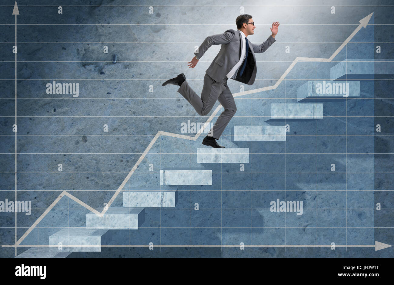 Young businessman climbing career ladder Stock Photo - Alamy