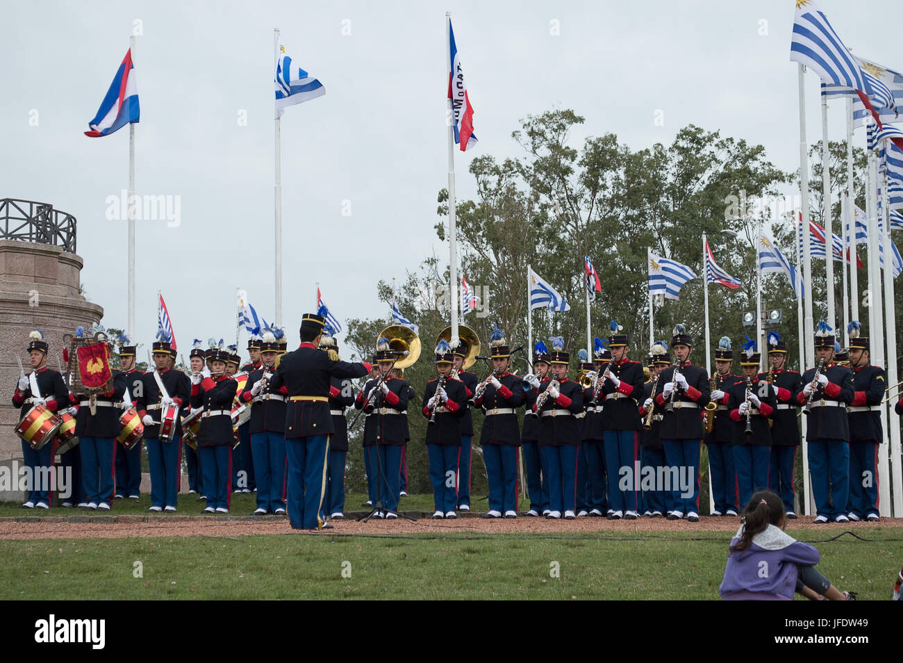 CANELONES, URUGUAY - MAY 18, 2017: Band of the army of Uruguay commemorating the 206 anniversary of the Batalla de Las Piedras Stock Photo