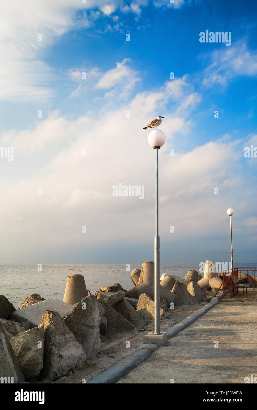 Pierce with lampposts Stock Photo