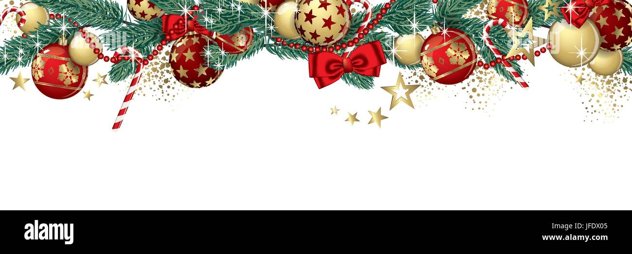 Christmas garland and glitter full vector banner Stock Vector Image ...