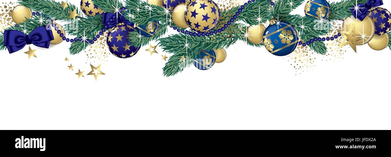 Christmas garland and glitter full vector banner Stock Vector Image ...