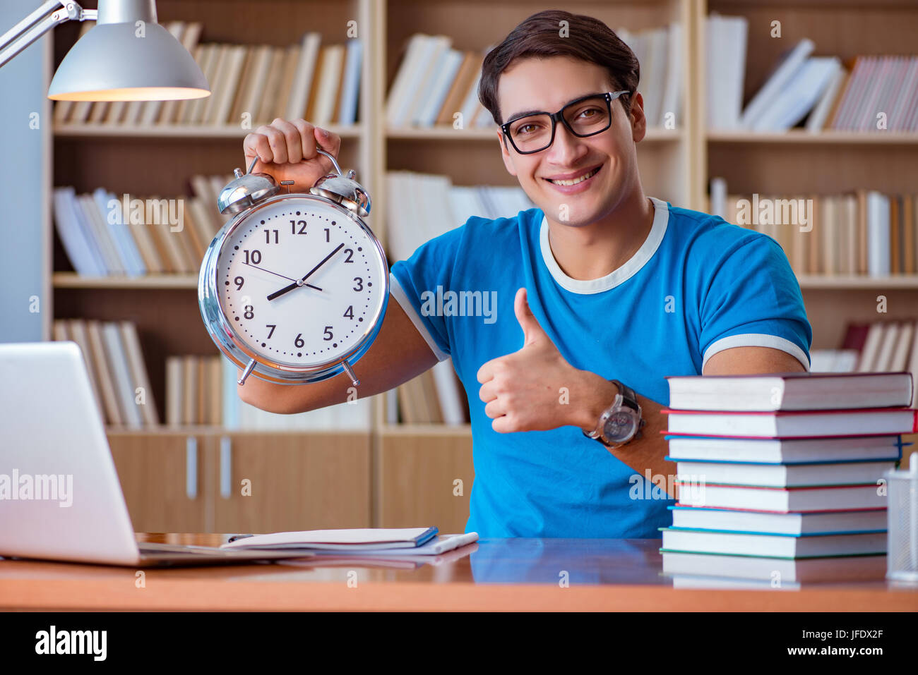 Student preparing for college exams Stock Photo