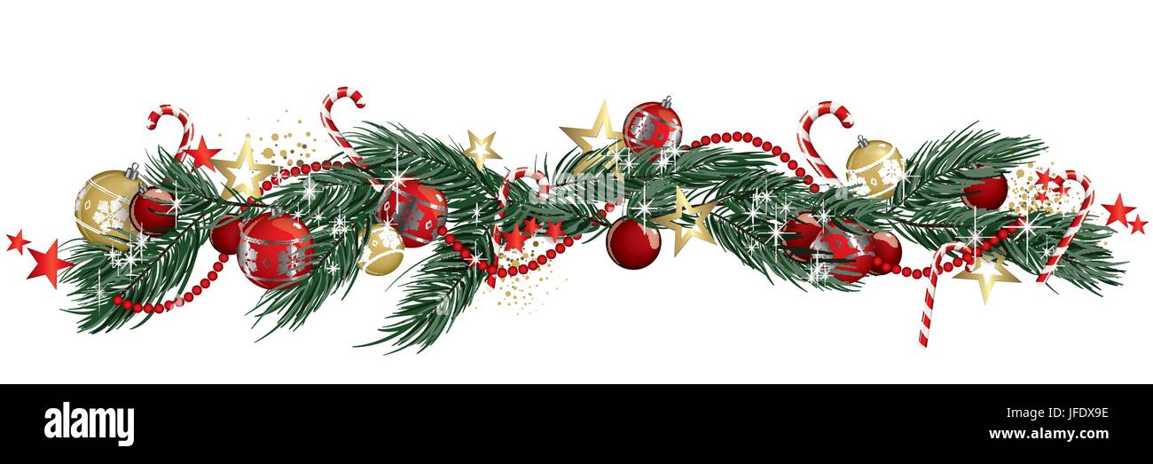Christmas garland and glitter full vector banner Stock Vector Image ...