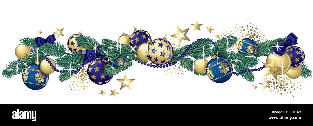 Christmas garland and glitter full vector banner Stock Vector Image ...